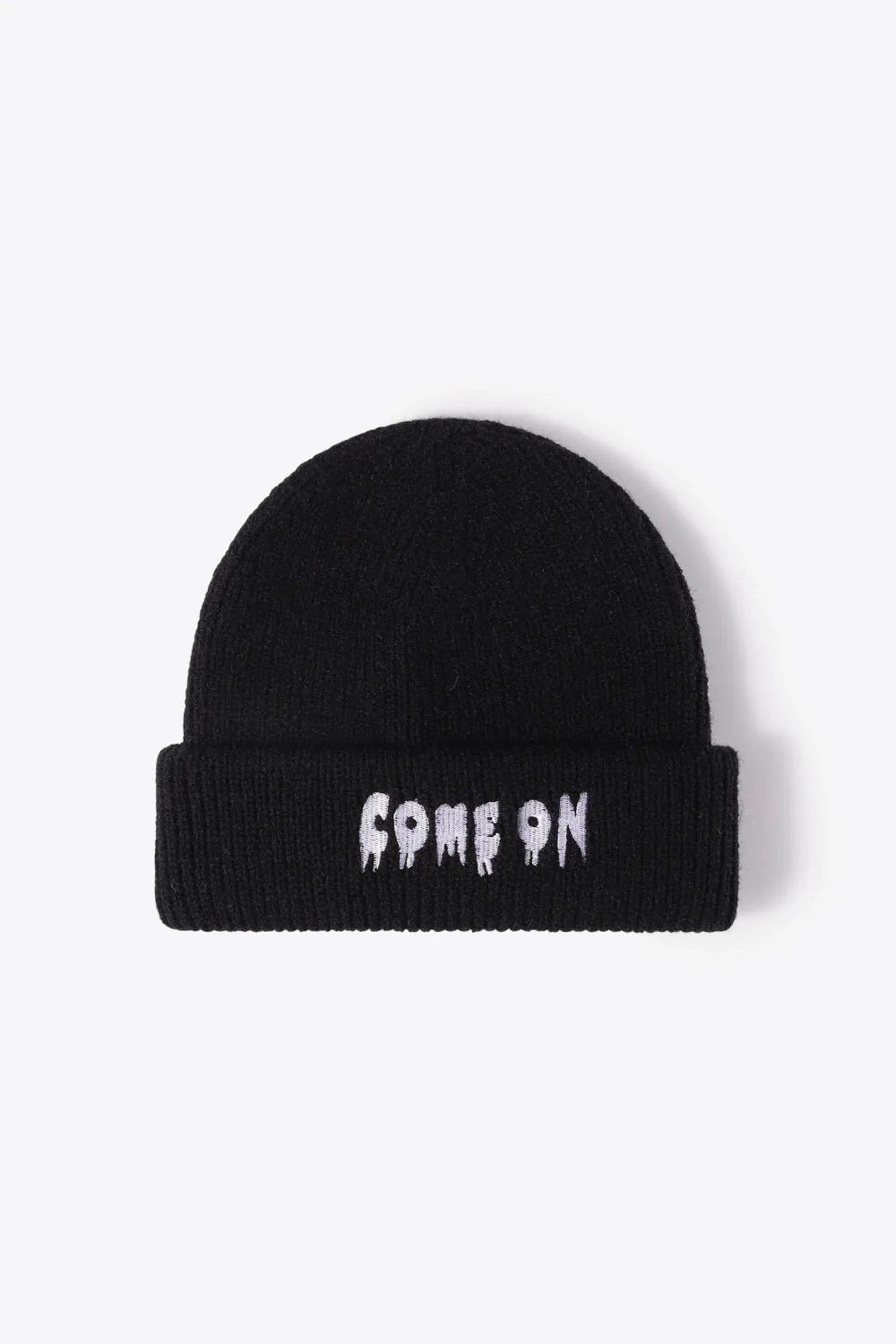 COME ON Embroidered Cuff Knit Beanie - Wellen Fashion