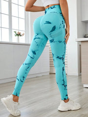 Printed High Waist Active Leggings - Wellen Fashion