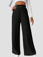 Ribbed High Waist Pants - Wellen Fashion