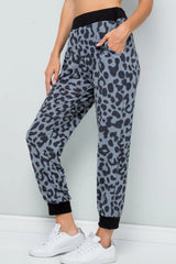 Celeste Full Size Leopard Contrast Sweatpants - Wellen Fashion