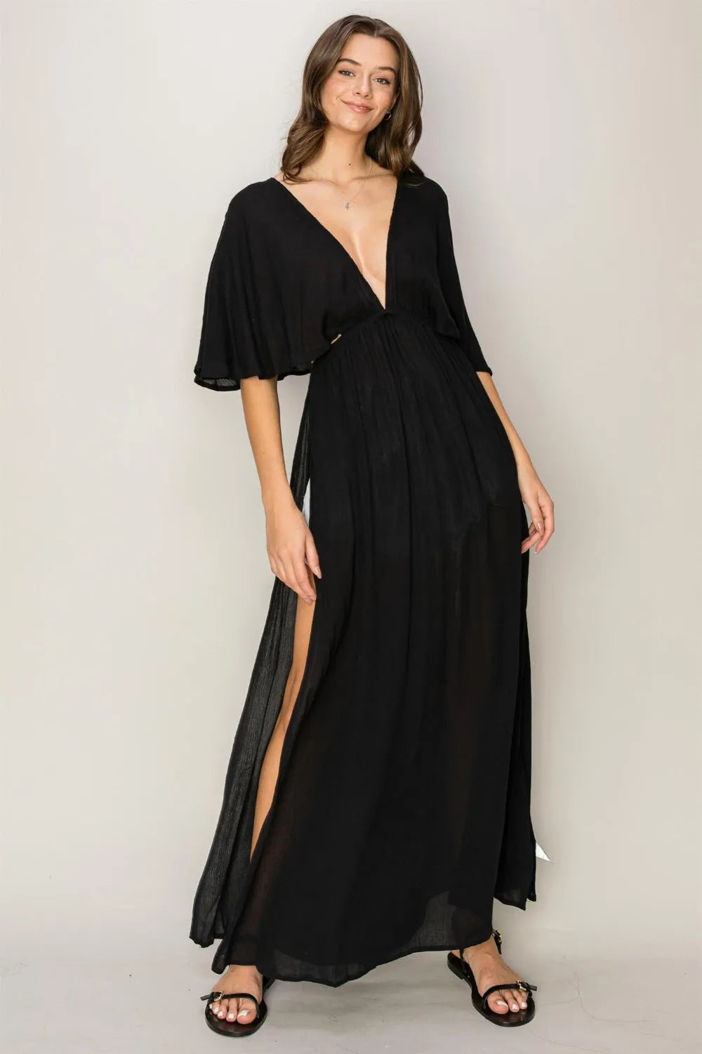 HYFVE Tie Back Maxi Split Cover Up Dress - Wellen Fashion