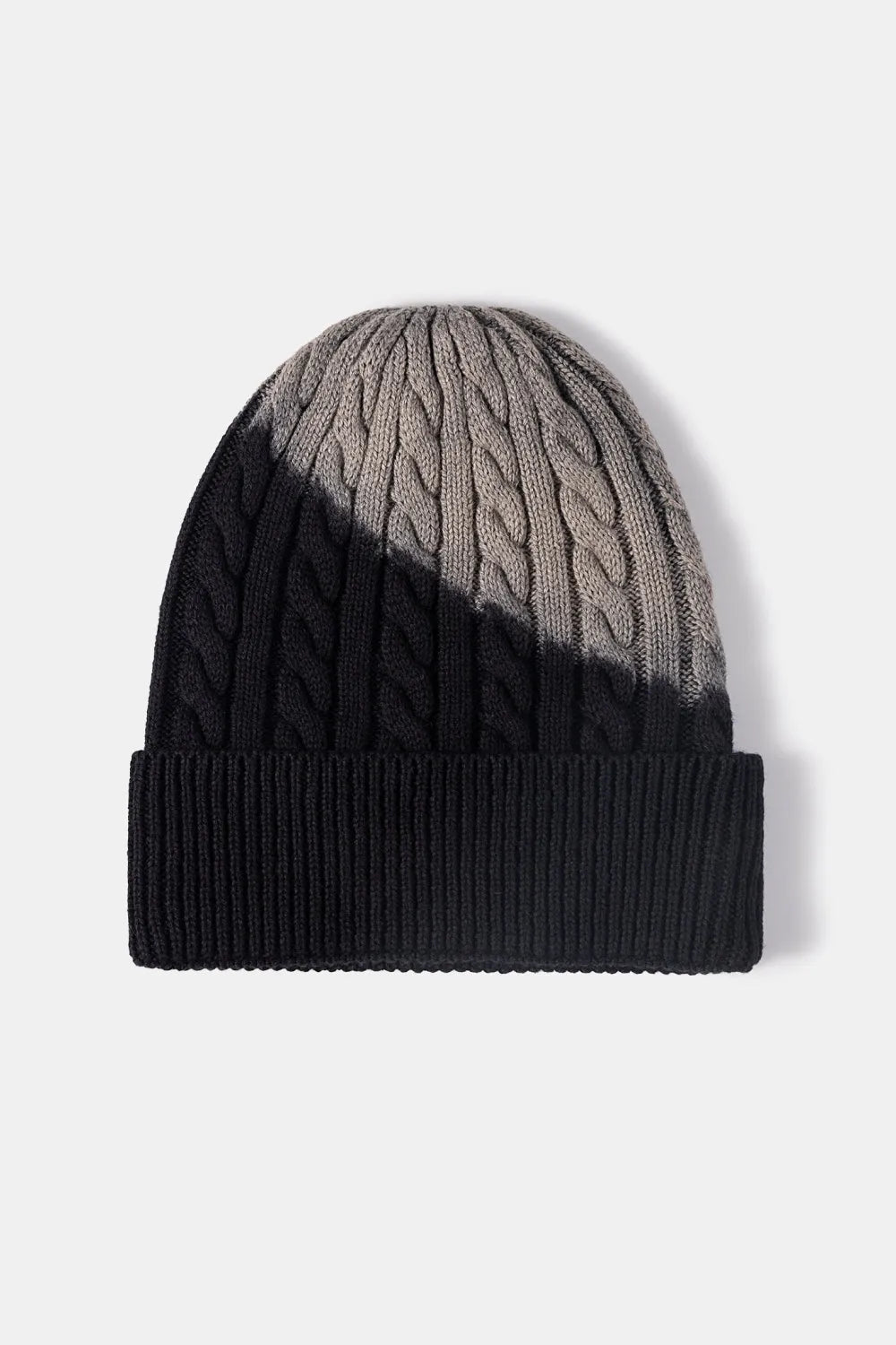 Contrast Tie-Dye Cable-Knit Cuffed Beanie - Wellen Fashion