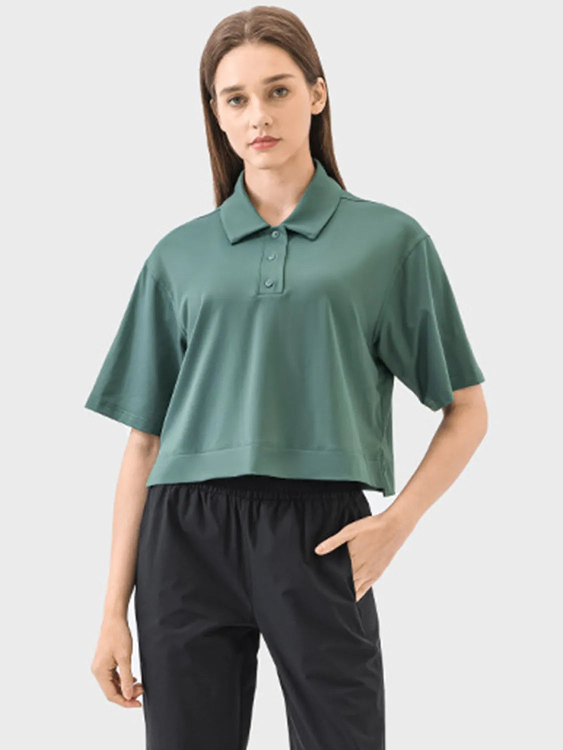 Millennia Half Button Short Sleeve Active T-Shirt - Wellen Fashion