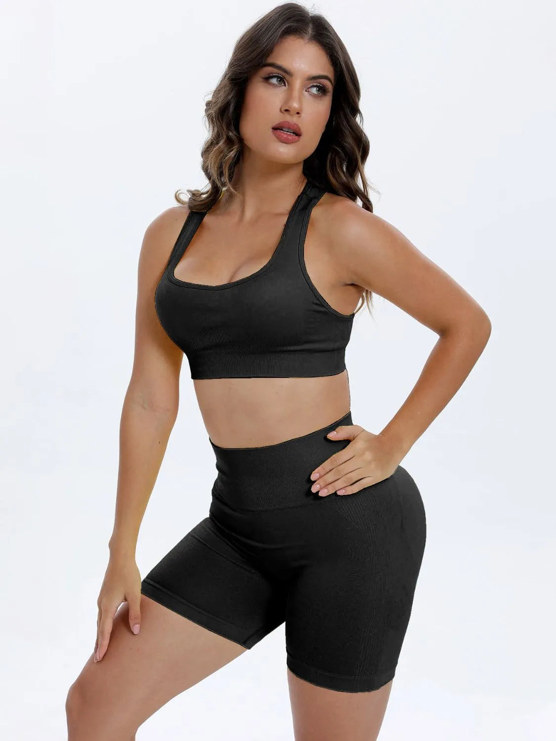 Scoop Neck Wide Strap Top and Shorts Active Set - Wellen Fashion