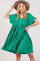 SAGE + FIG Full Size Button Up Short Sleeve Dress - Wellen Fashion