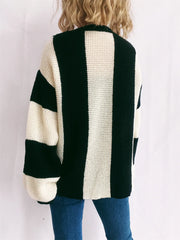 Color Block Round Neck Long Sleeve Sweater