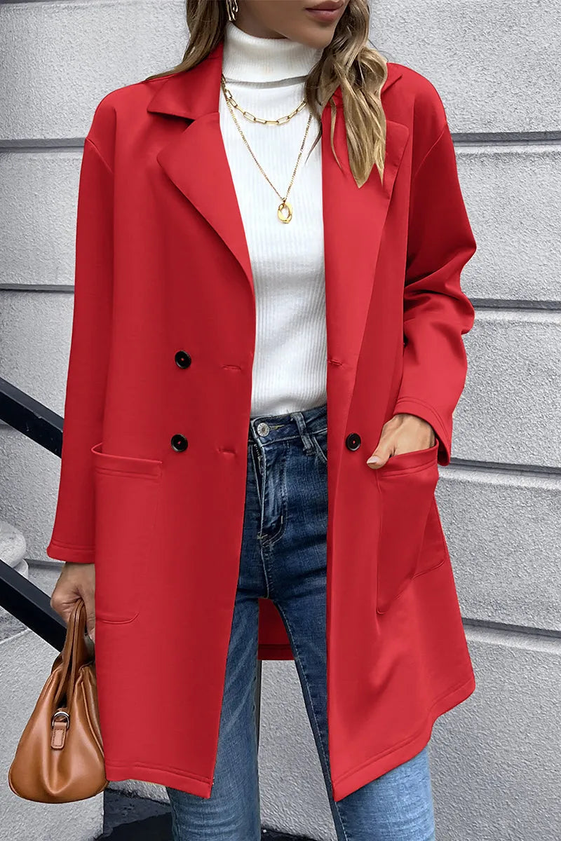 Ivy Lane Lapel Collar Long Sleeve Blazer - Wellen Fashion