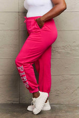 Simply Love Full Size PINK Graphic Sweatpants - Wellen Fashion