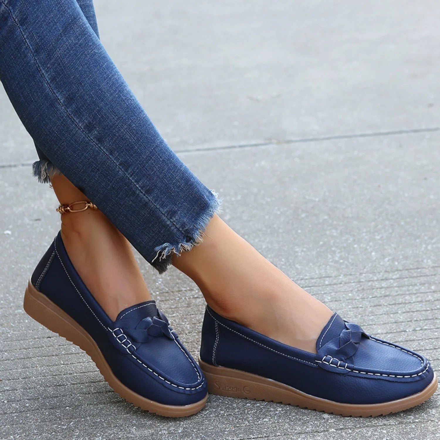 Weave Wedge Heeled Loafers - Wellen Fashion