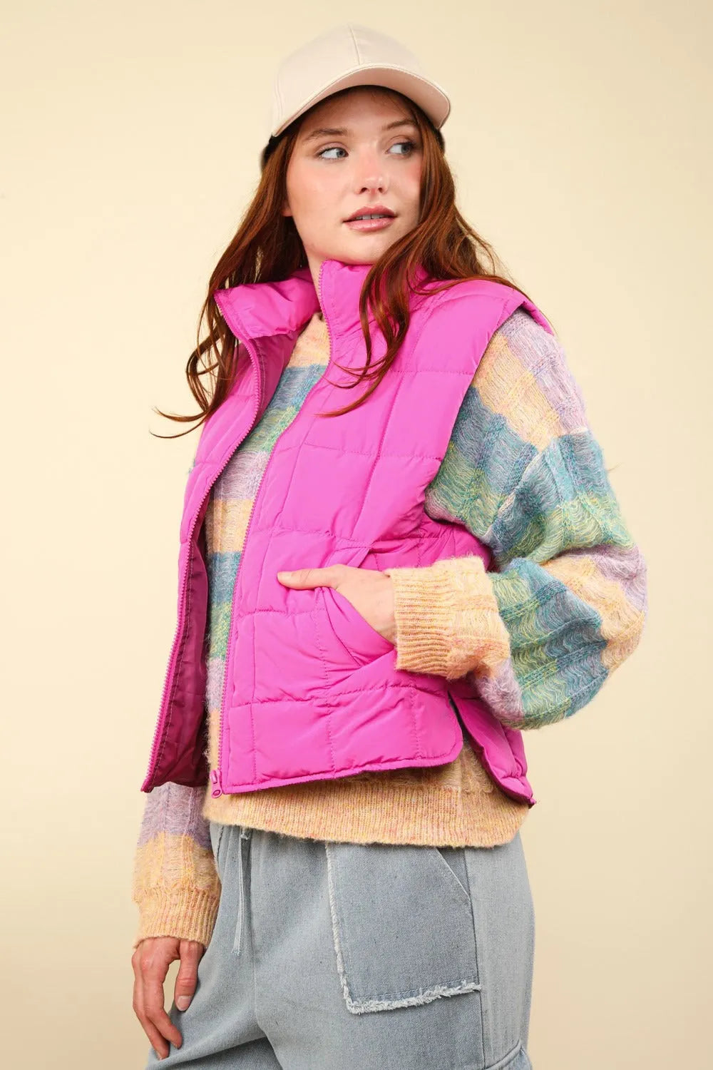 VERY J Zip Up Puffer Padded Warm Vest - Wellen Fashion