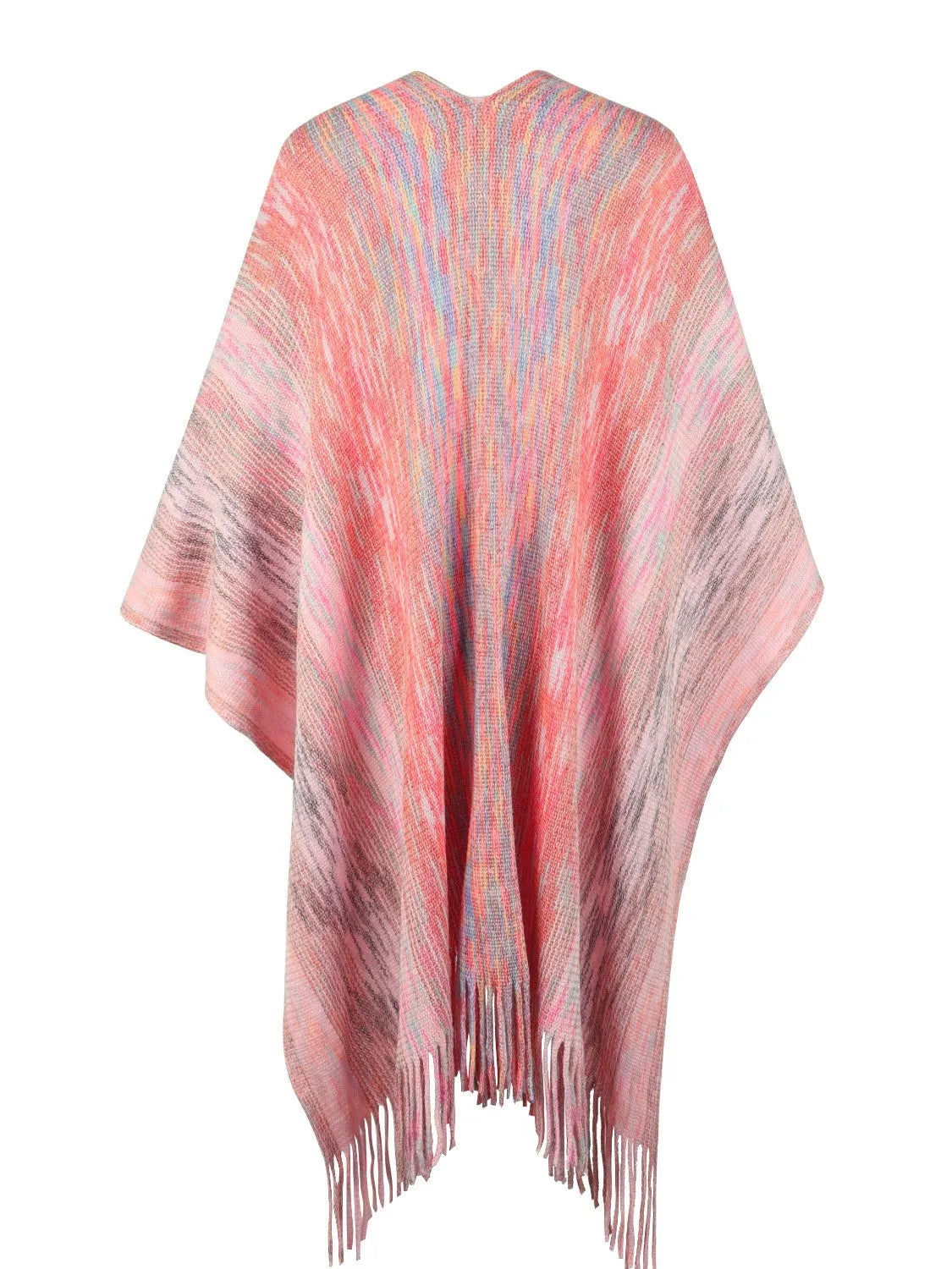 Heathered Fringe Hem Poncho - Wellen Fashion