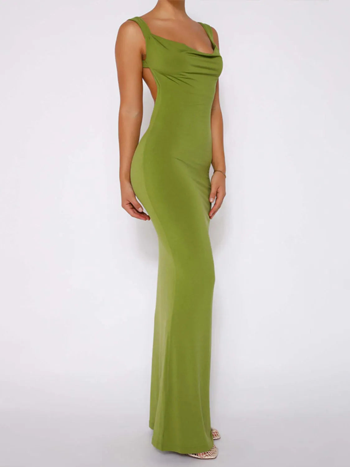 Backless Wide Strap Maxi Dress - Wellen Fashion