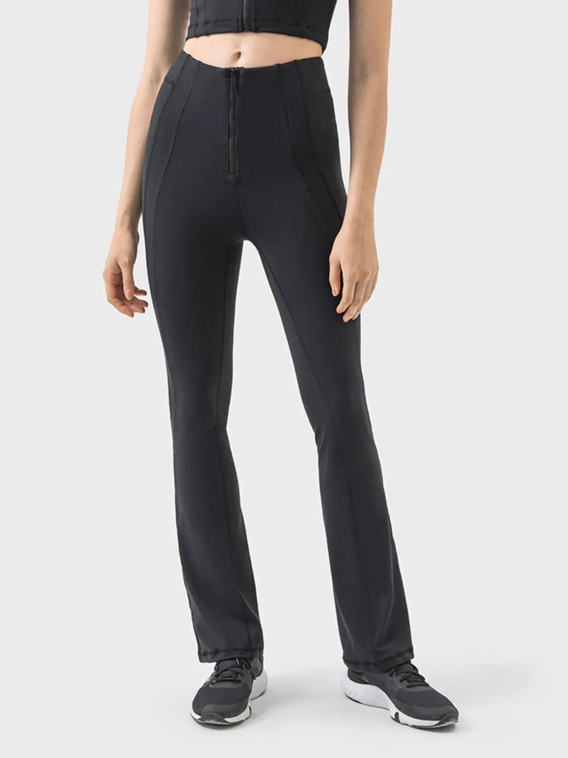 Millennia Zipper Detail High Waist Active Pants - Wellen Fashion