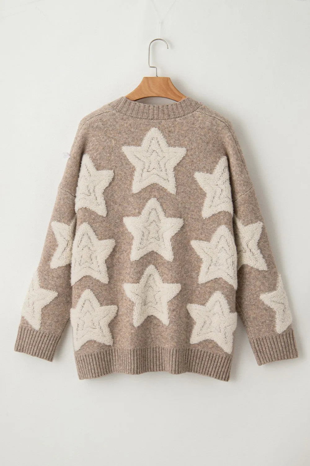 Star Button Up Long Sleeve Cardigan - Wellen Fashion