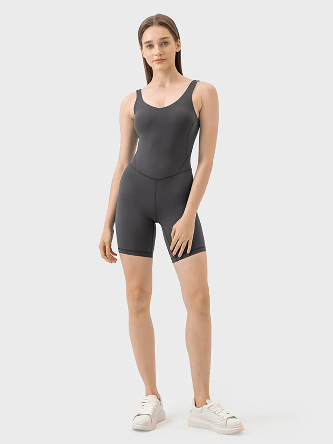 Millennia Wide Strap Active Romper - Wellen Fashion