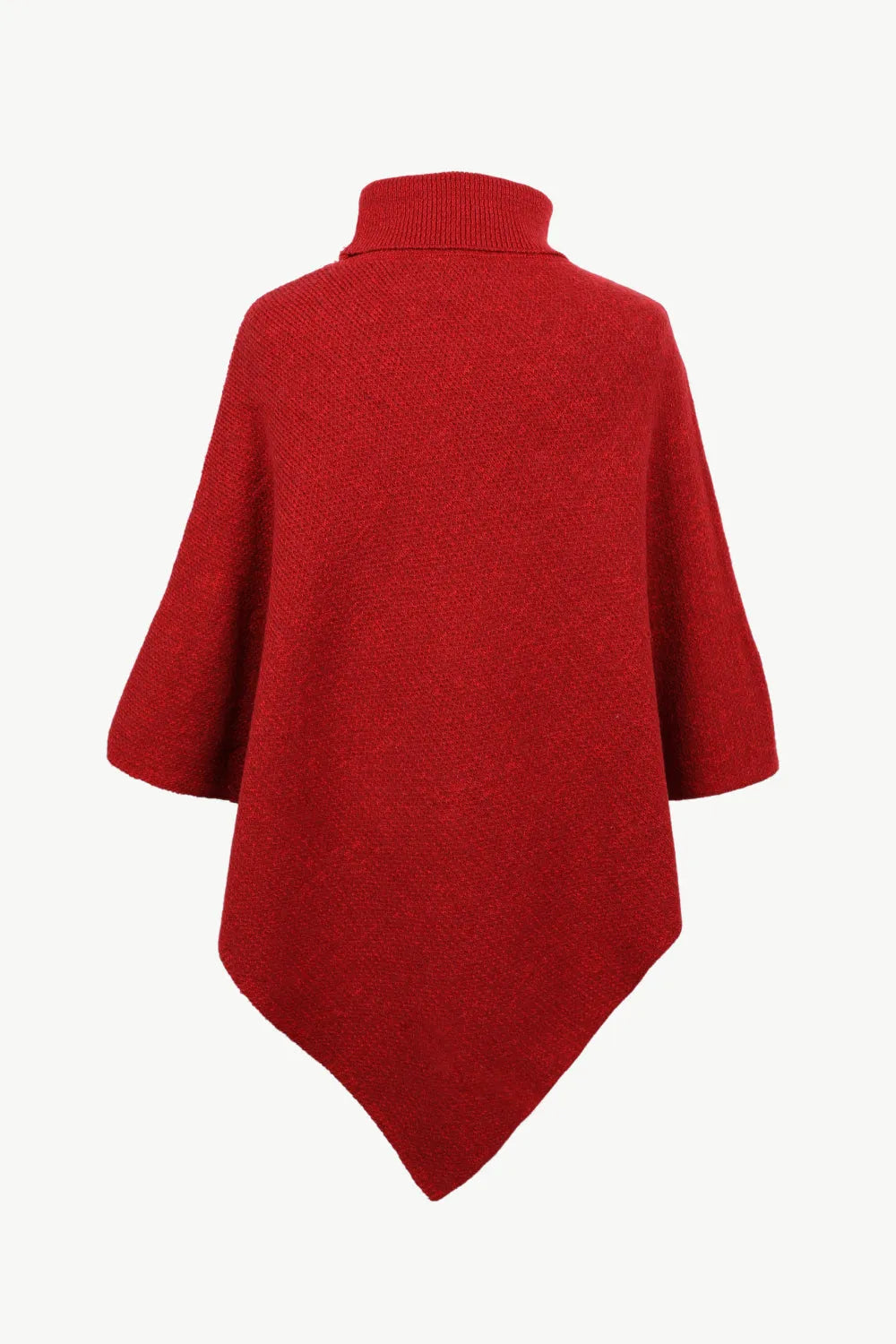 Turtleneck Buttoned Poncho - Wellen Fashion