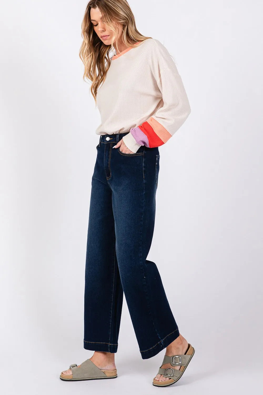 SAGE + FIG High Waist Wide Leg Jeans - Wellen Fashion