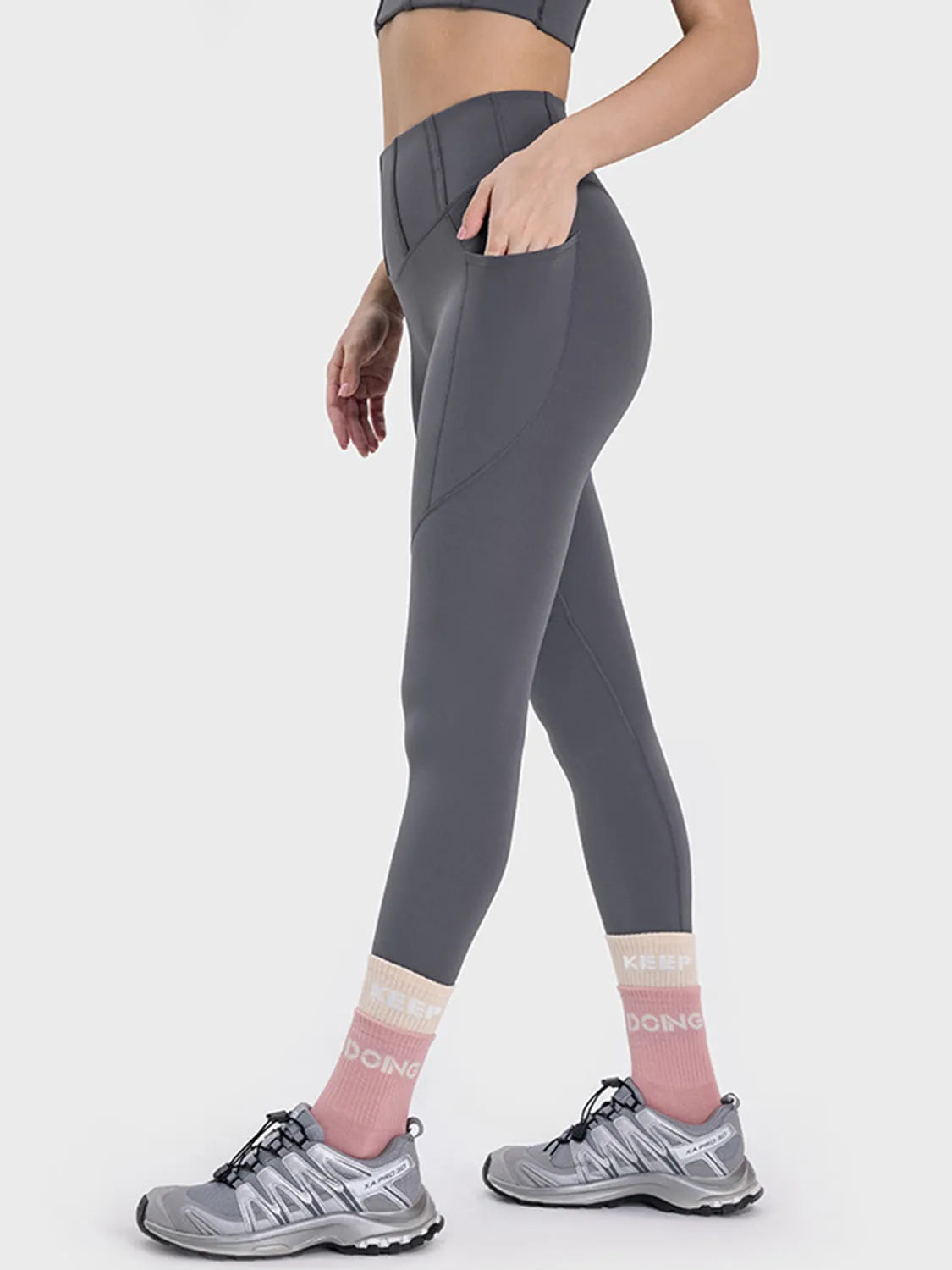 Millennia Pocketed High Waist Active Leggings - Wellen Fashion