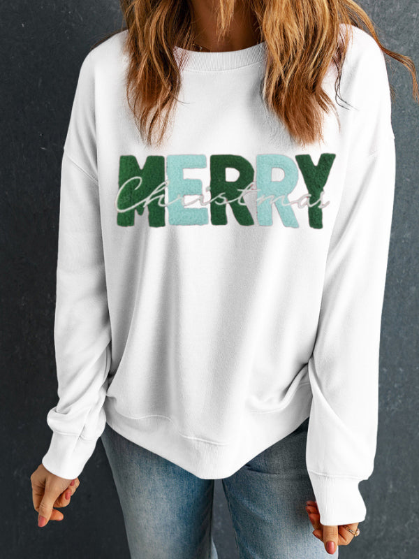 MERRY CHRISTMAS Contrast Long Sleeve Sweatshirt