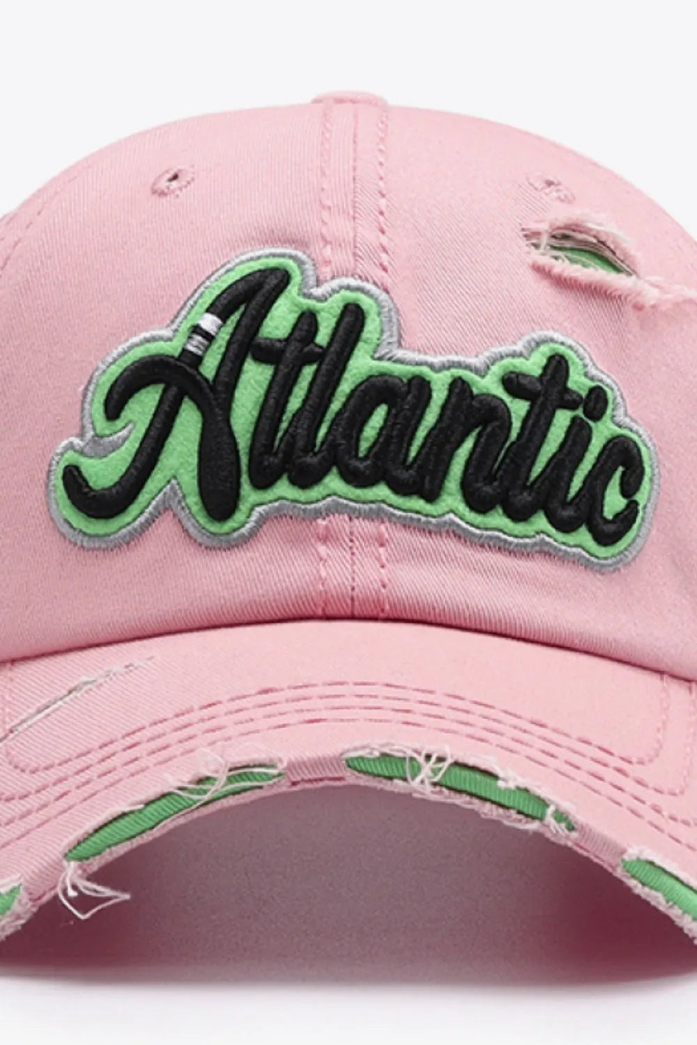 ATLANTIC Graphic Distressed Baseball Cap - Wellen Fashion