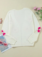 Flower Open Front Long Sleeve Cardigan - Wellen Fashion