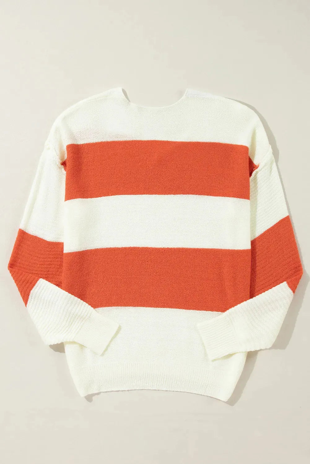 Color Block Dropped Shoulder V-Neck Sweater - Wellen Fashion