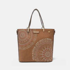 Nicole Lee USA Metallic Stitching Embroidery Inlaid Rhinestone Tote Bag - Wellen Fashion