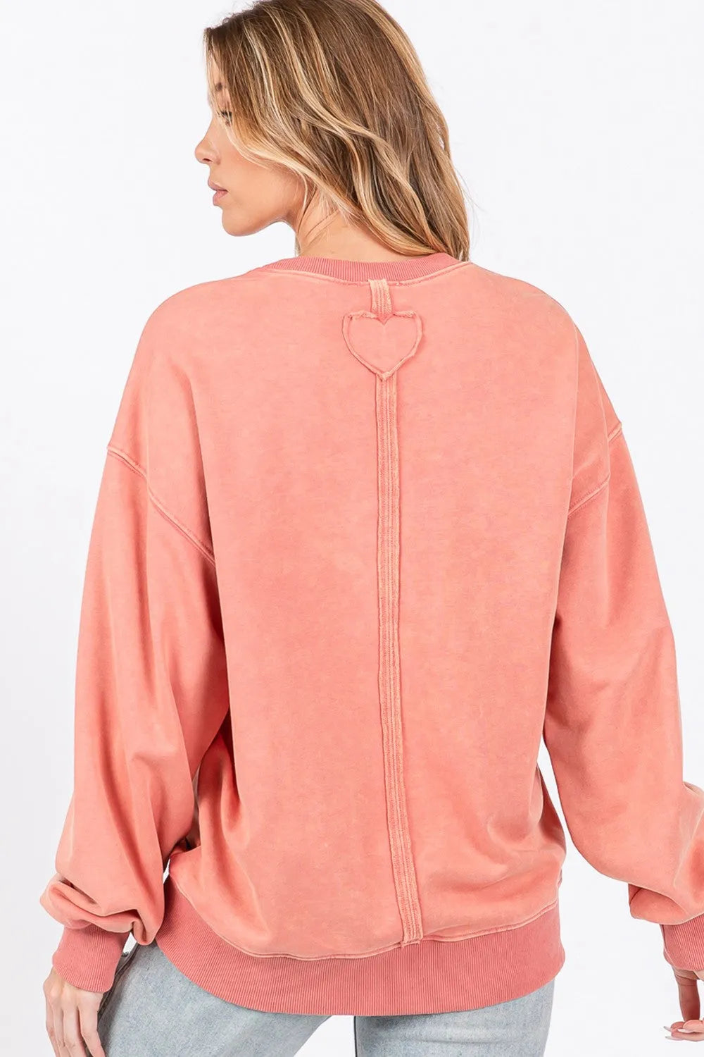 SAGE + FIG LOVE Path Applique Drop Shoulder Sweatshirt - Wellen Fashion