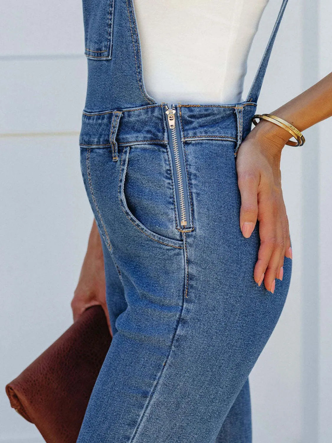 Raw Hem Denim Overall - Wellen Fashion