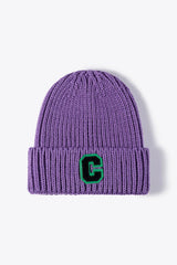 Letter C Patch Cuffed Beanie - Wellen Fashion