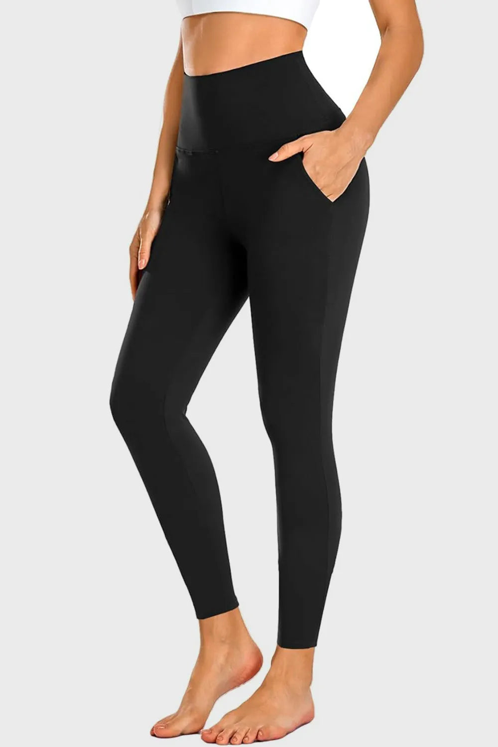 Pocketed High Waist Active Leggings - Wellen Fashion