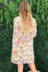 And The Why Floral Mock Neck Flounce Sleeve Dress - Wellen Fashion