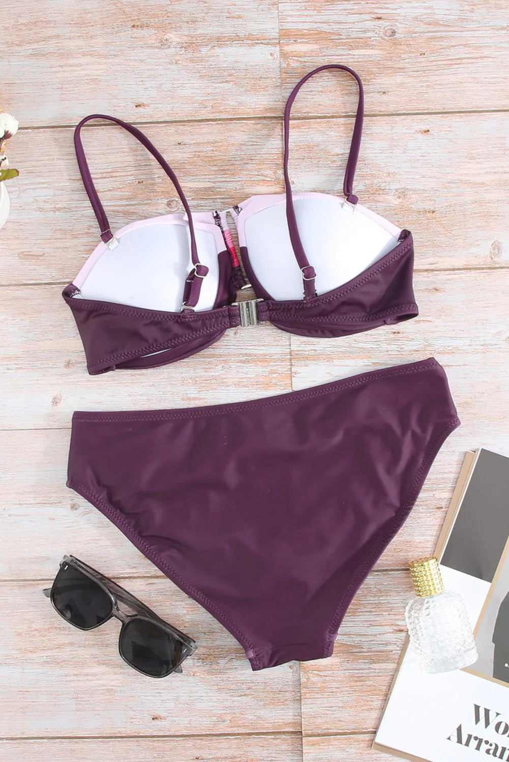 Contrast Spaghetti Strap Bikini Set - Wellen Fashion