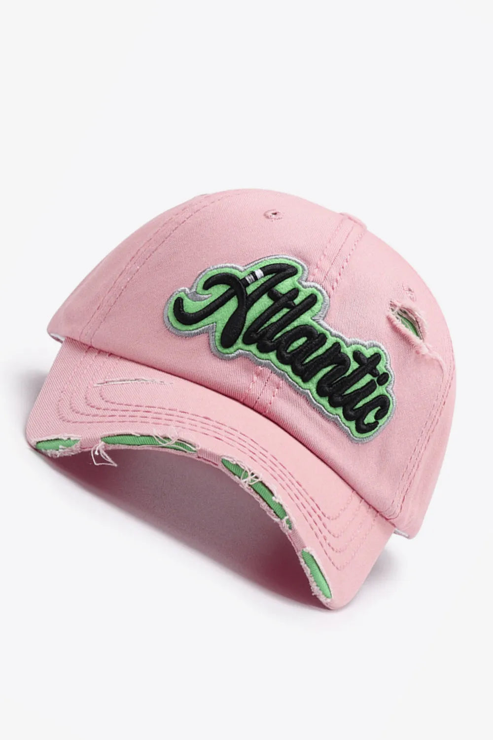 ATLANTIC Graphic Distressed Baseball Cap - Wellen Fashion