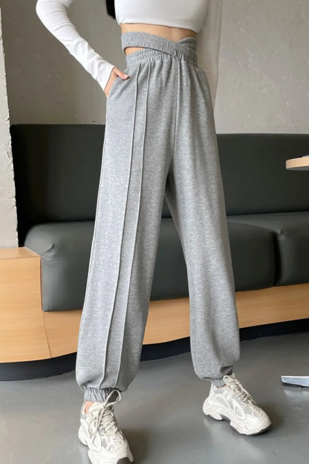 Crisscross Long Sweatpants - Wellen Fashion