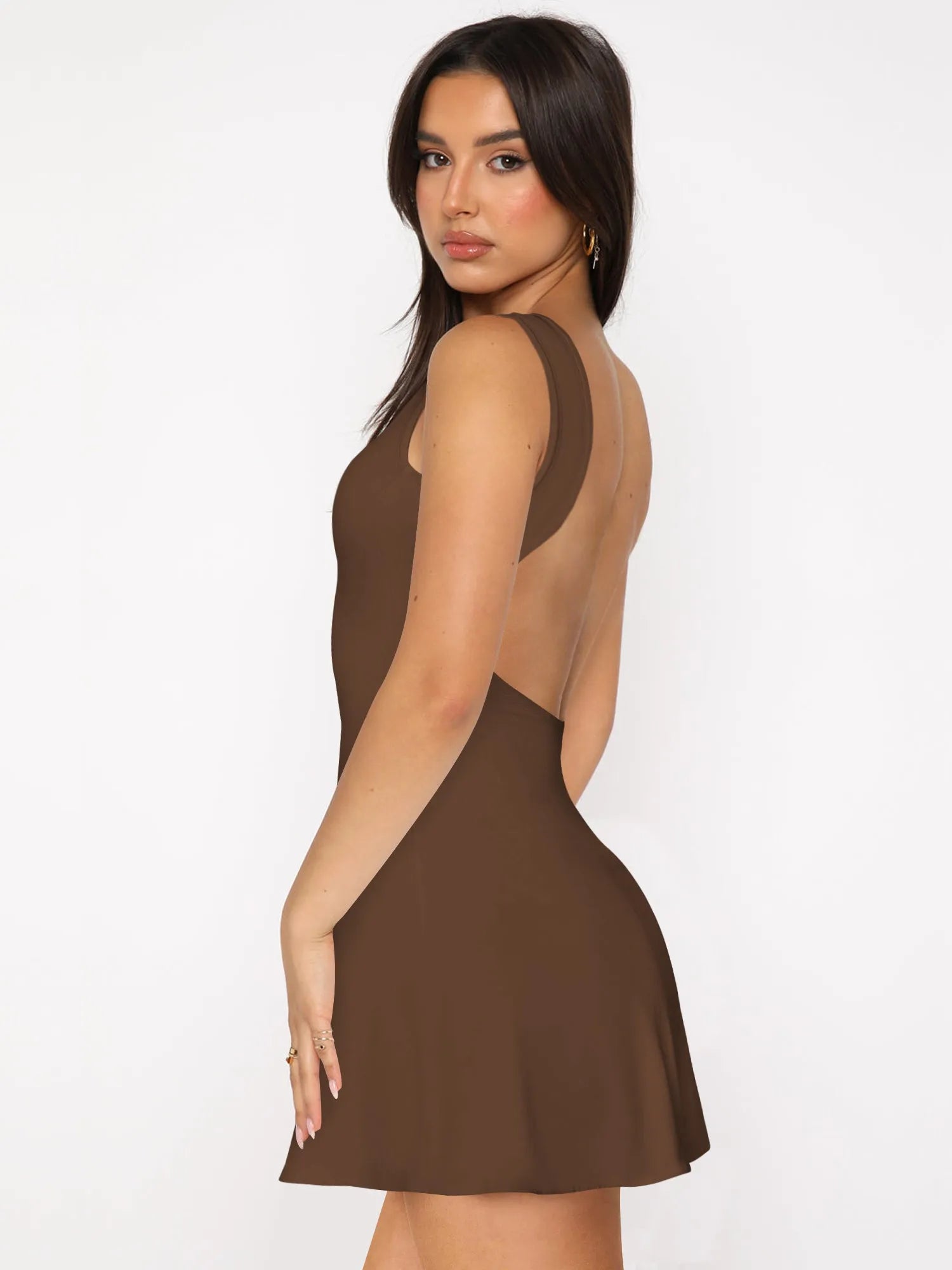 Backless Wide Strap Mini Dress - Wellen Fashion