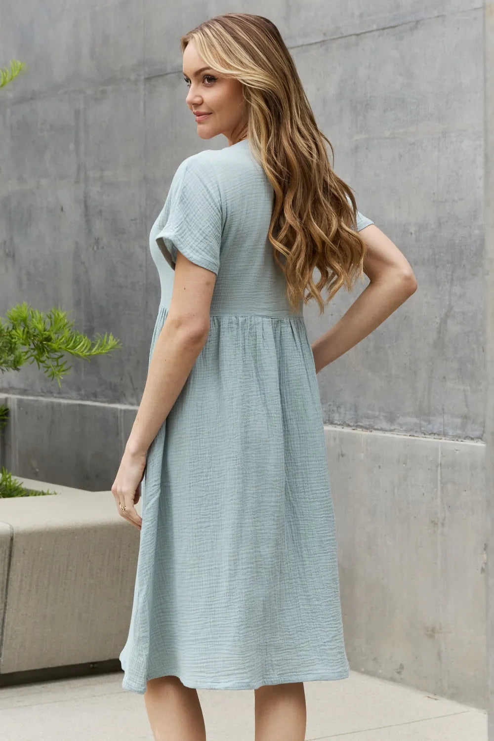 Sweet Lovely By Jen Full Size Button Down Midi Dress - Wellen Fashion