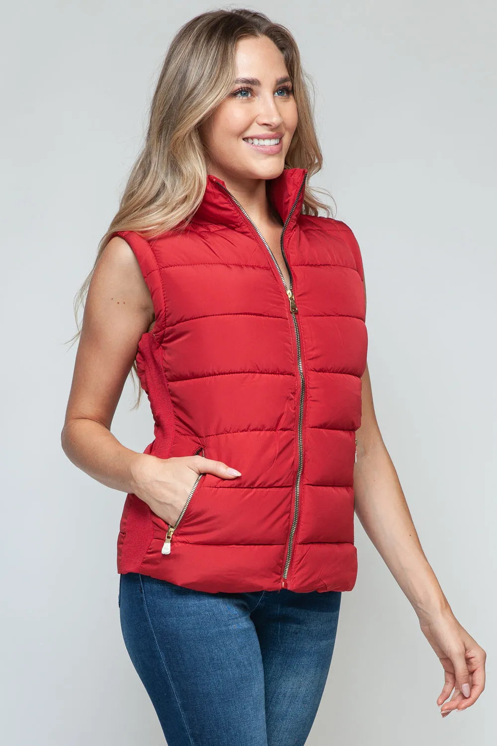 Snobbish Zip Up Turtleneck Vest with Pockets - Wellen Fashion