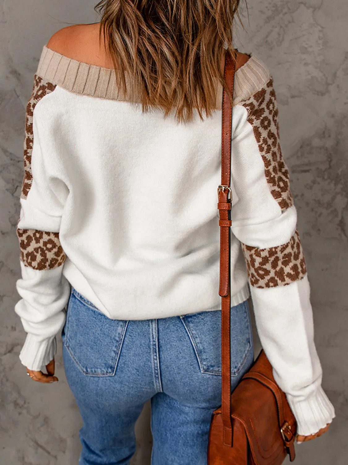 Leopard Long Sleeve Sweater - Wellen Fashion