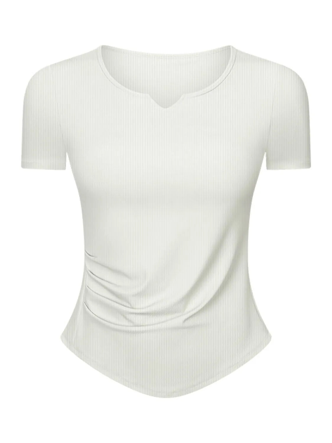 Millennia Notched Short Sleeve Active T-Shirt - Wellen Fashion