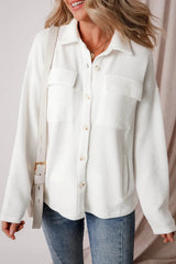 Button Up Long Sleeve Shacket - Wellen Fashion