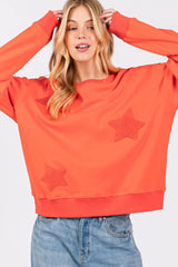 SAGE + FIG Star Patch Long Sleeve Sweatshirt - Wellen Fashion