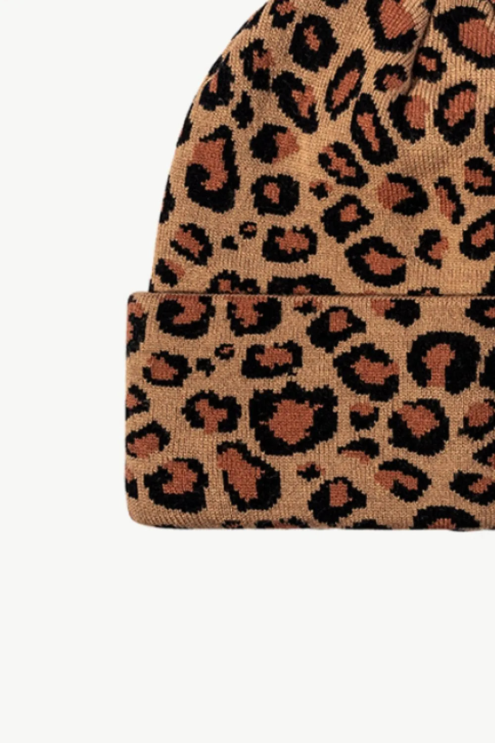 Leopard Pattern Cuffed Beanie - Wellen Fashion