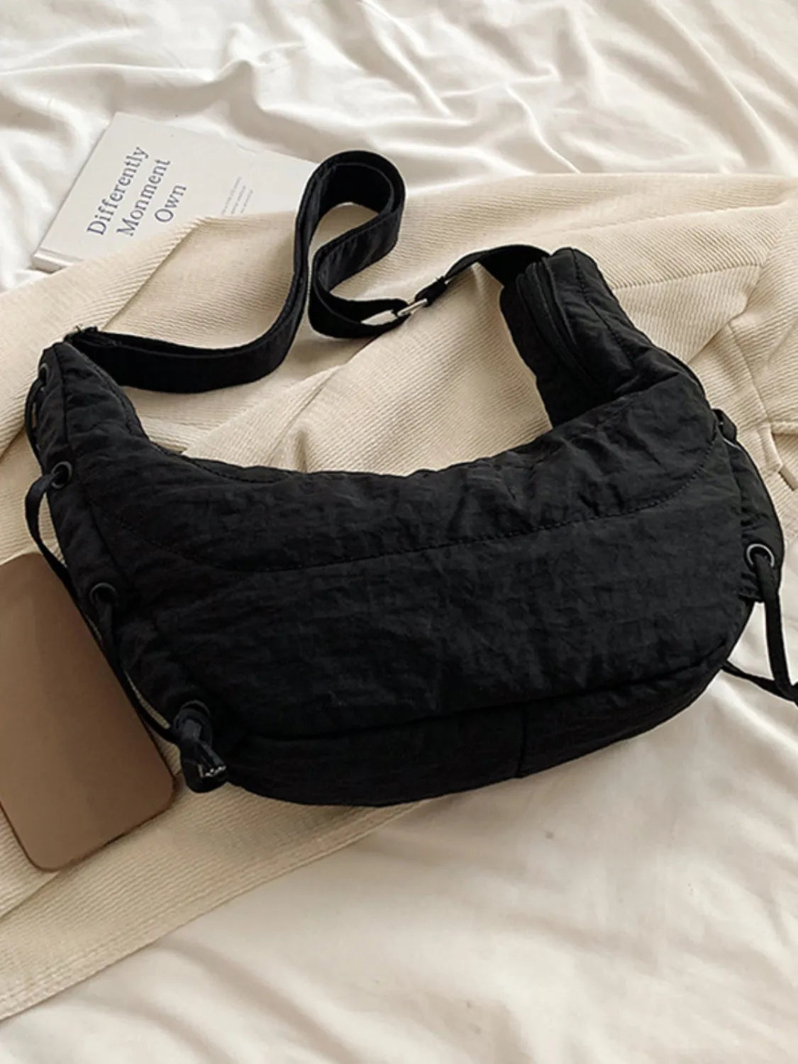 Lace-Up Polyester Crossbody Bag