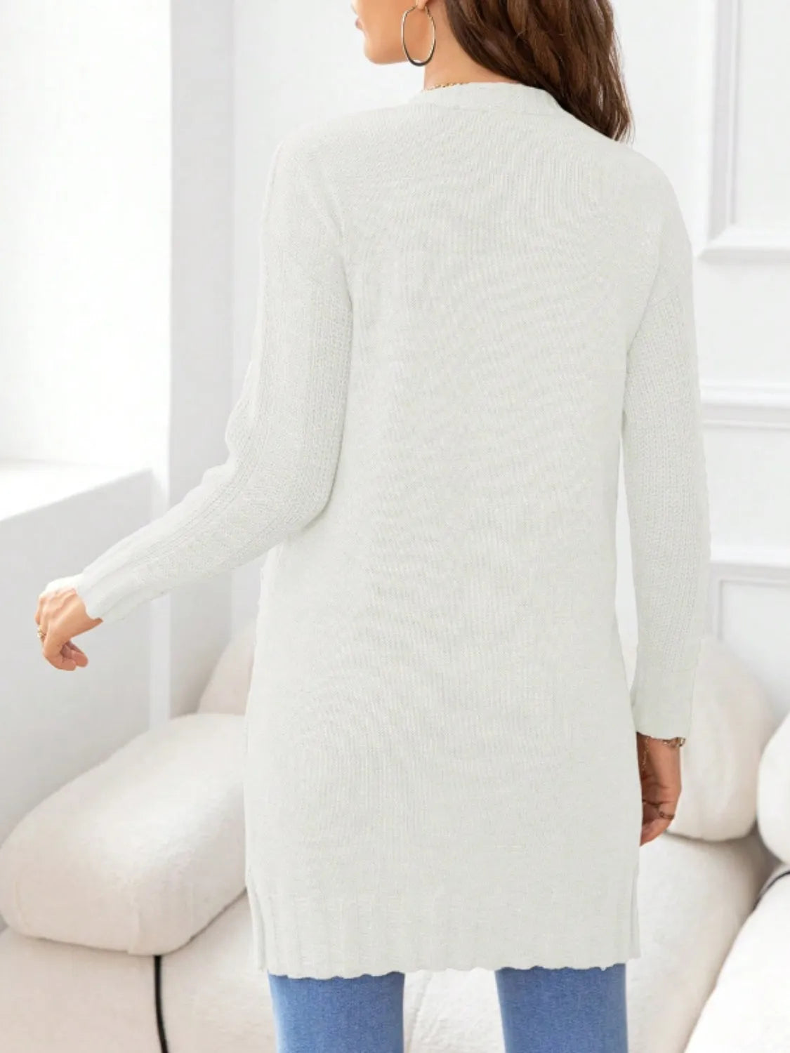 Open Front Long Sleeve Cardigan - Wellen Fashion