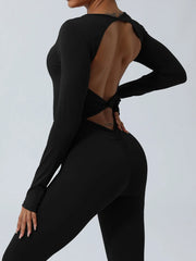 Twisted Backless Long Sleeve Jumpsuit - Wellen Fashion