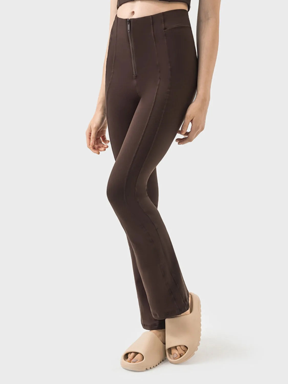 Millennia Zipper Detail High Waist Active Pants - Wellen Fashion