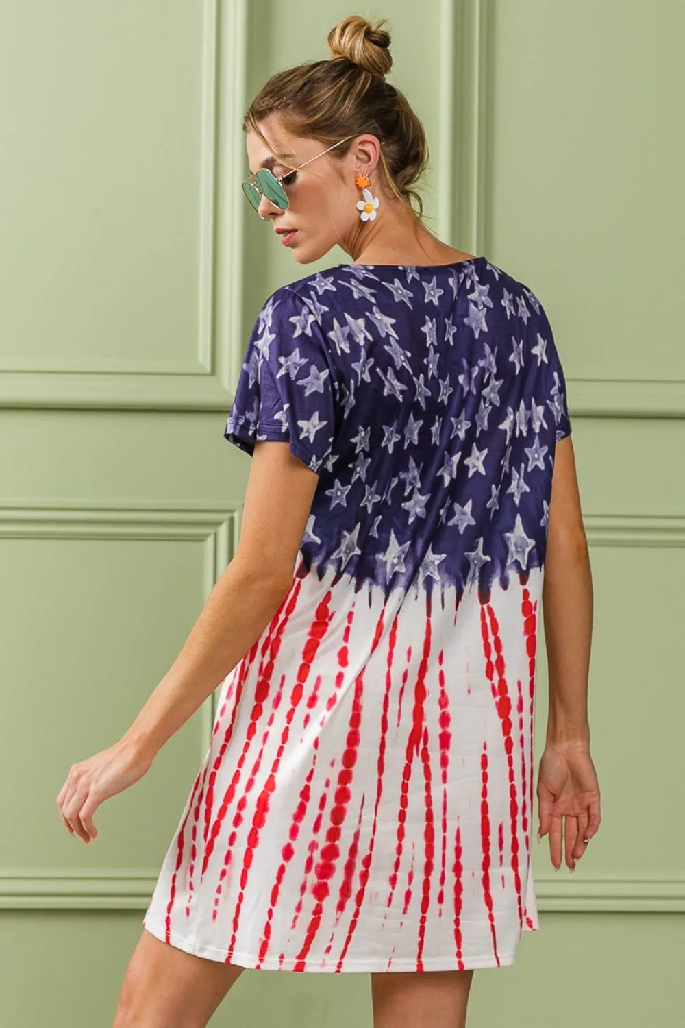 BiBi American Flag Theme Tee Dress - Wellen Fashion