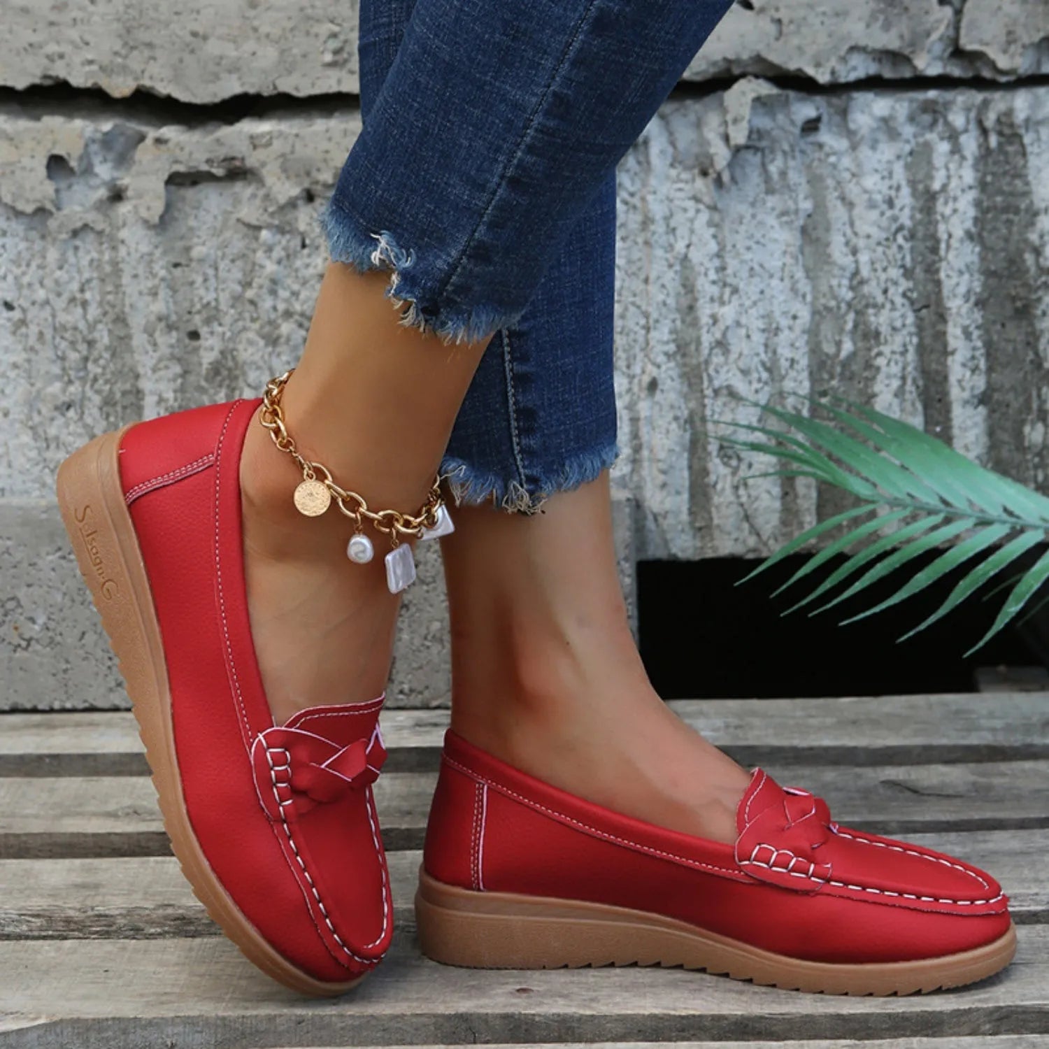 Weave Wedge Heeled Loafers - Wellen Fashion