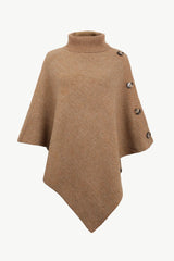 Turtleneck Buttoned Poncho - Wellen Fashion